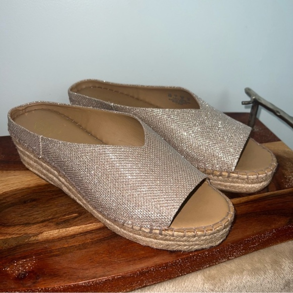 Franco Sarto Shimmering Gold Espadrille Slides